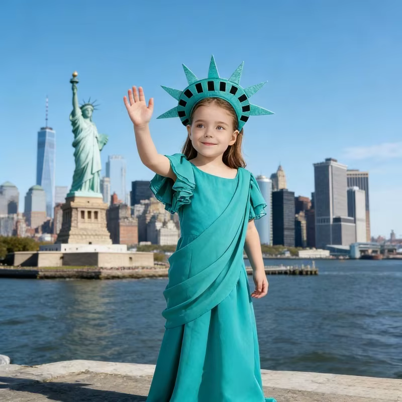 Costume de la Statue de la Liberté pour enfants, robe grecque et romaine antique, déguisement d'Hall