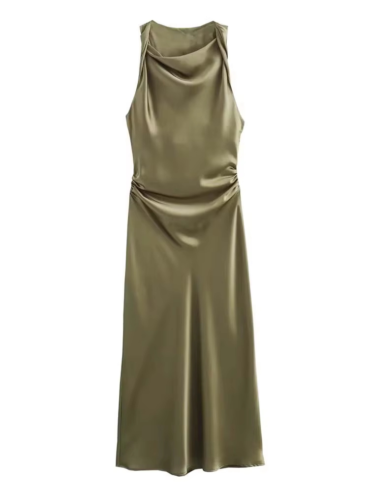Robes longues en satin pour femmes 2026 – Robe midi d'été sexy pour femme, robe de soirée élégante s