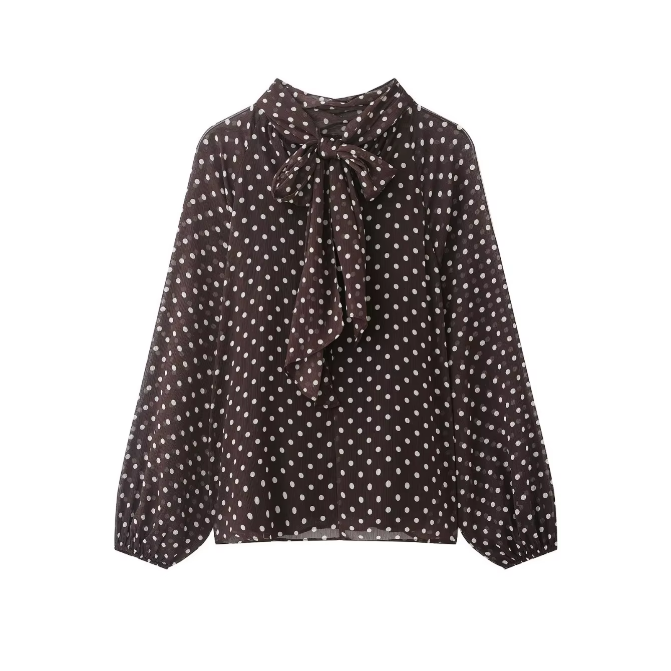 Chemise à manches longues à pois pour femmes, mode printemps automne, chemise à nœud à lacets, chemi
