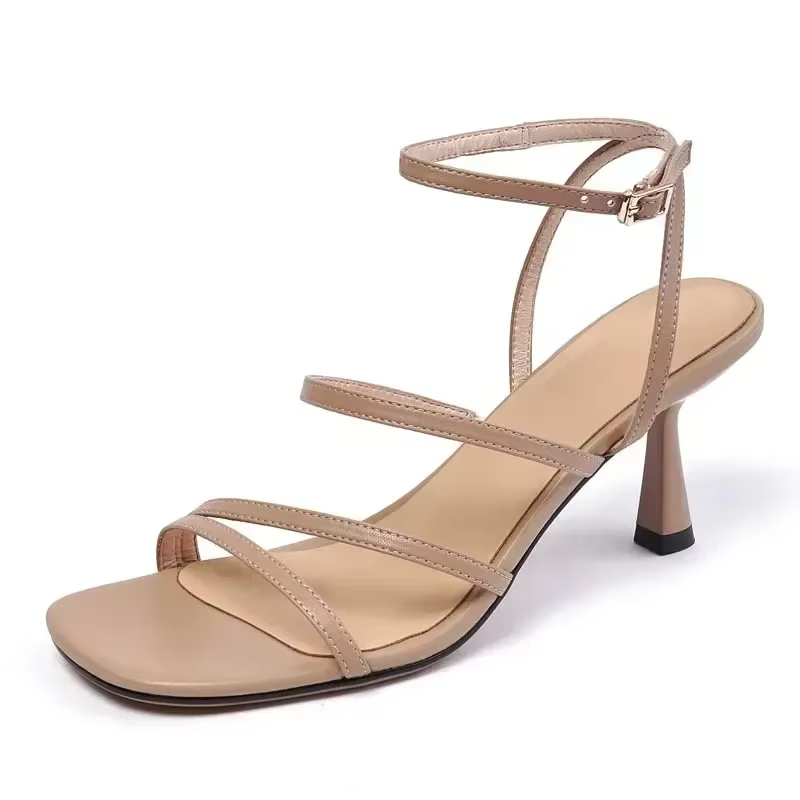 Sandales d'été à lanières de cheville pour femmes, chaussures de soirée Sexy à talons hauts, noir, j