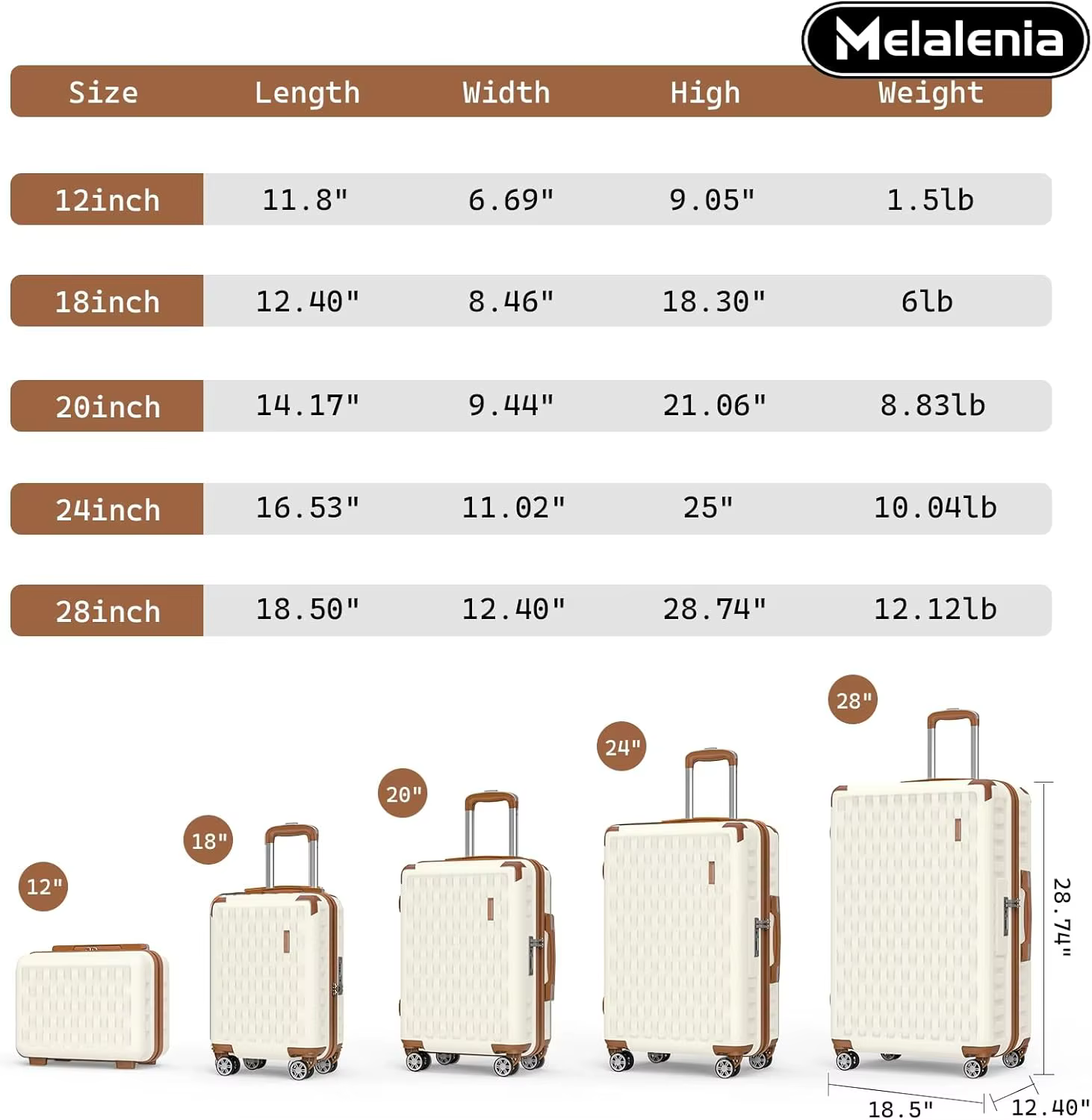 Ensemble de bagages légers et durables de 7 pièces, valise de voyage familiale avec serrure TSA et r