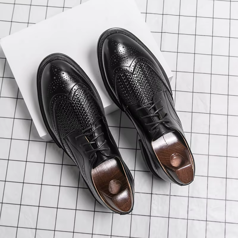 Chaussures habillées classiques en cuir pour hommes, chaussures d'affaires décontractées, brogues de