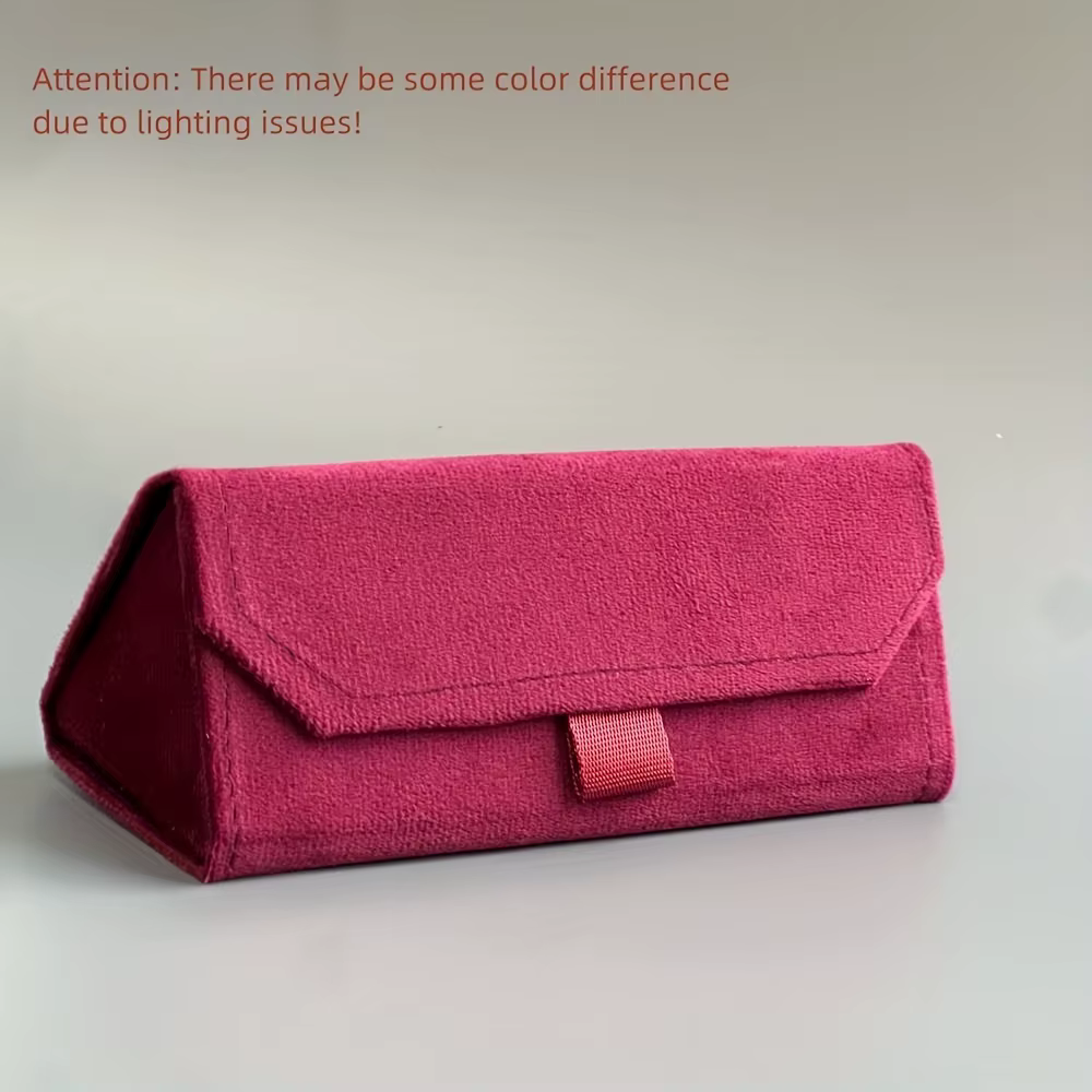 1pc velours Triangle pliant lunettes femmes étui élégant lunettes de soleil étui sac à main dur homm