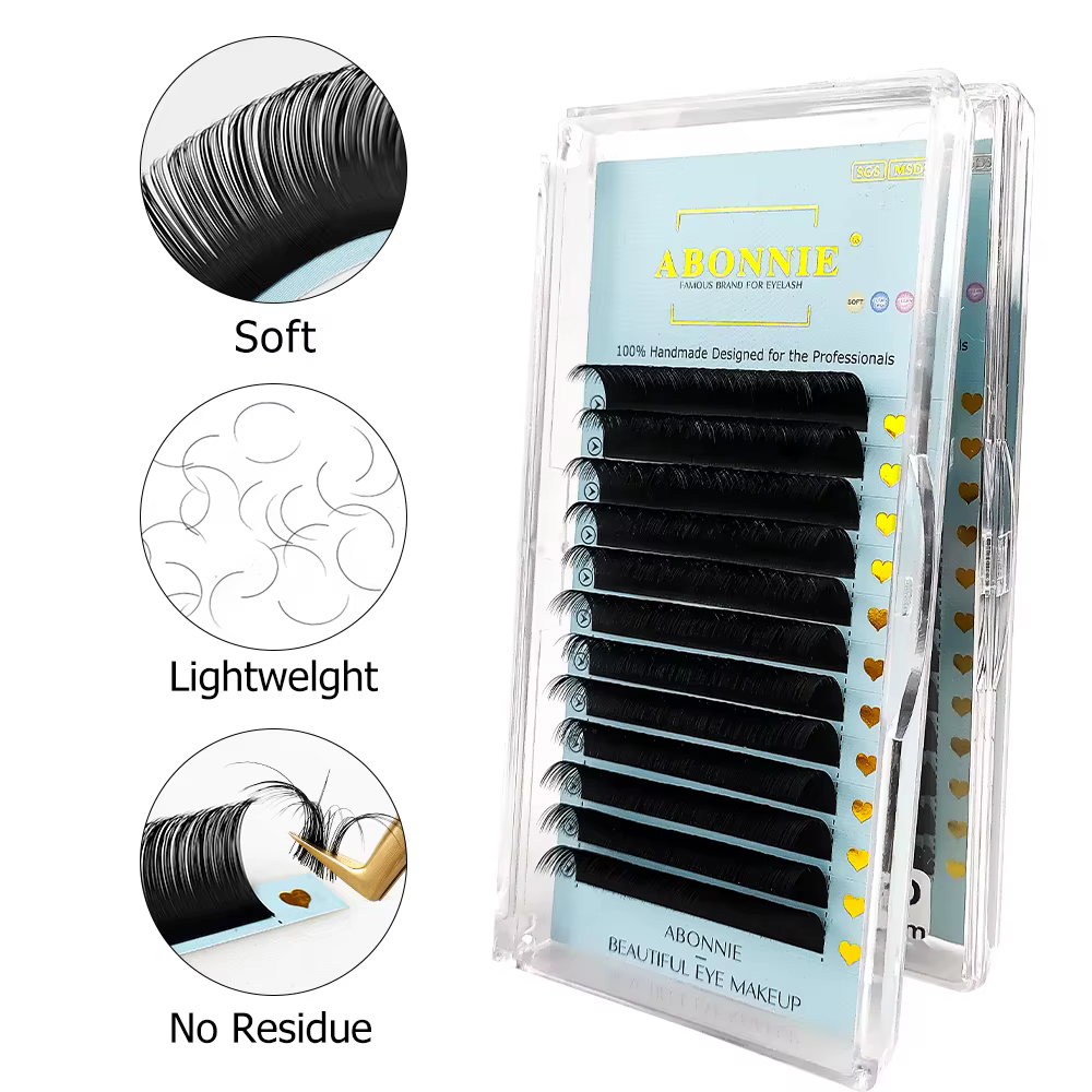 Abonnie cachemire classique Extensions de cils individuels Ultra mat noir cils moelleux Cilia toutes