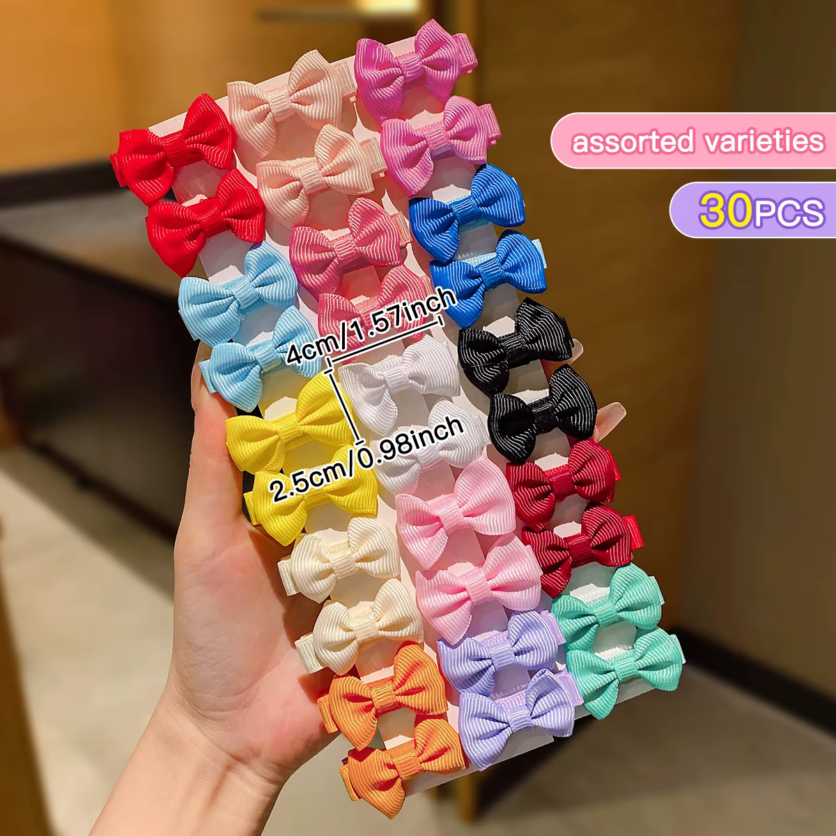 30 pinces à cheveux en tissu à nœud aléatoire coloré adaptées à un usage quotidien comme accessoires