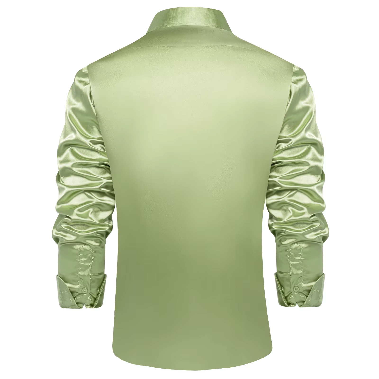 Chemises en satin uni pour hommes – Vert sauge, noir, jaune, rouge – Chemises habillées à manches lo