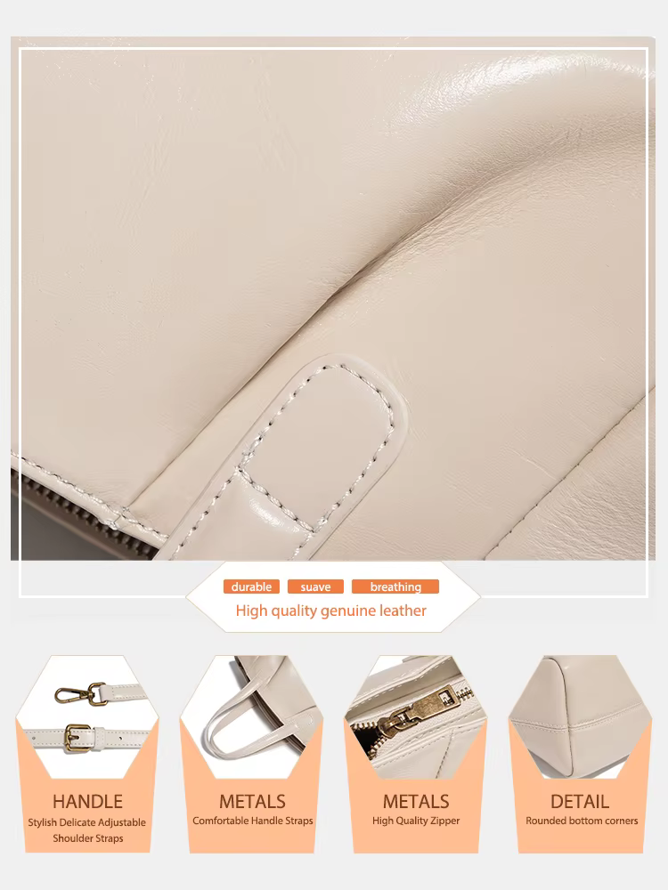 Sac à main en cuir véritable pour femme Zency, petit sac à bandoulière blanc de haute qualité, sac à