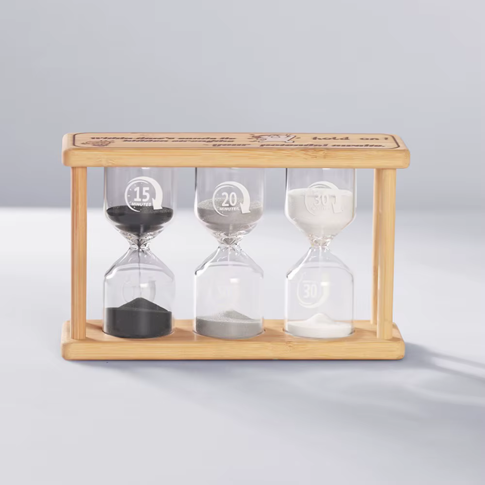 Minuterie sablier en bois 3 en 1, 3/5/10/15/20/30 minutes, horloge, minuterie de sable, cadeau de no