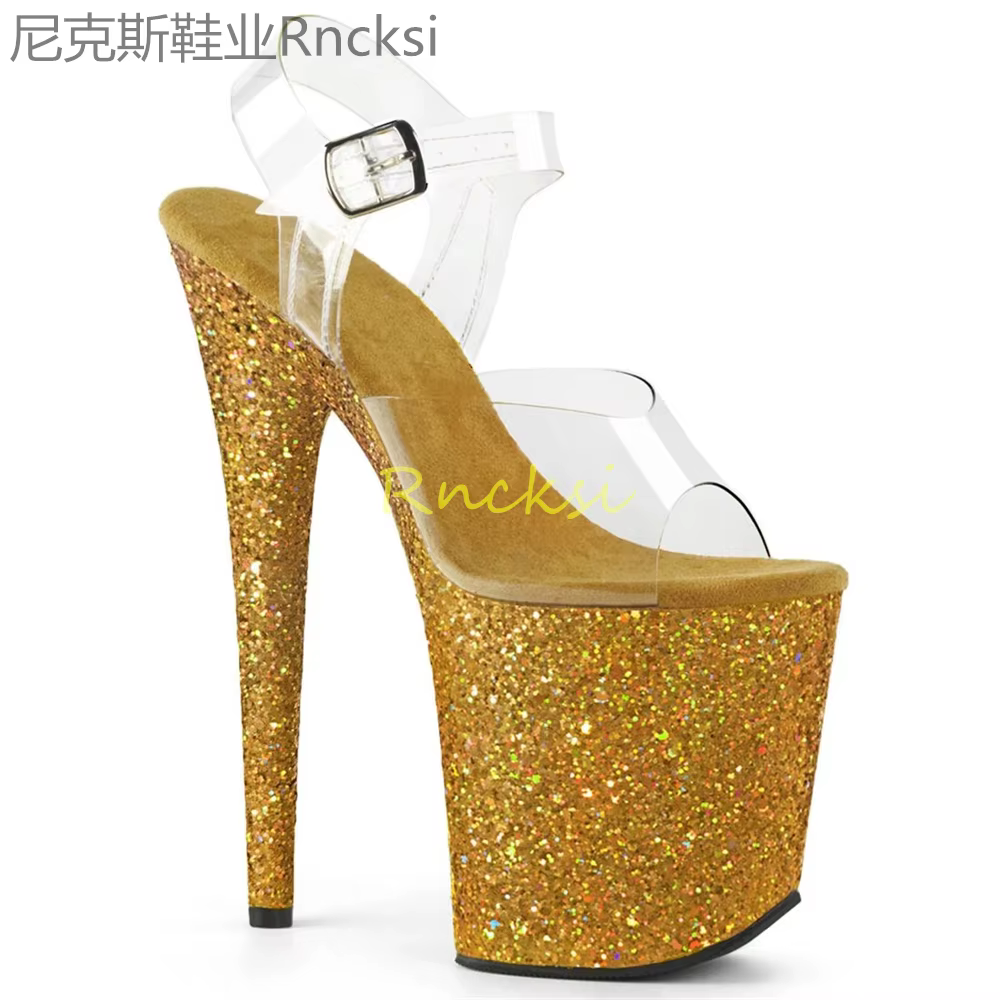 Sandales à talons hauts pour femmes, talons aiguilles, talons super hauts, mot transparent, sexy, no