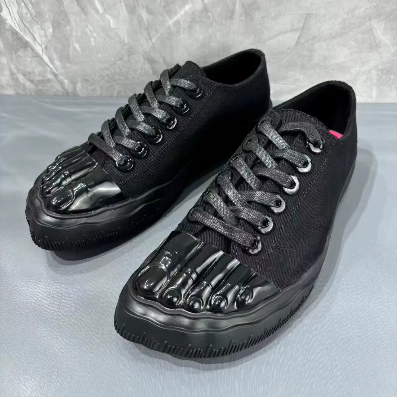 Baskets en toile dorées à cinq doigts pour hommes, chaussures de sport décontractées à lacets à seme