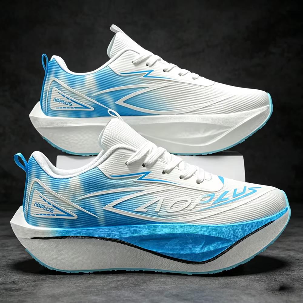Chaussures de course pour hommes, spécialité sportive, semelle en carbone, marathon, respirantes, lé