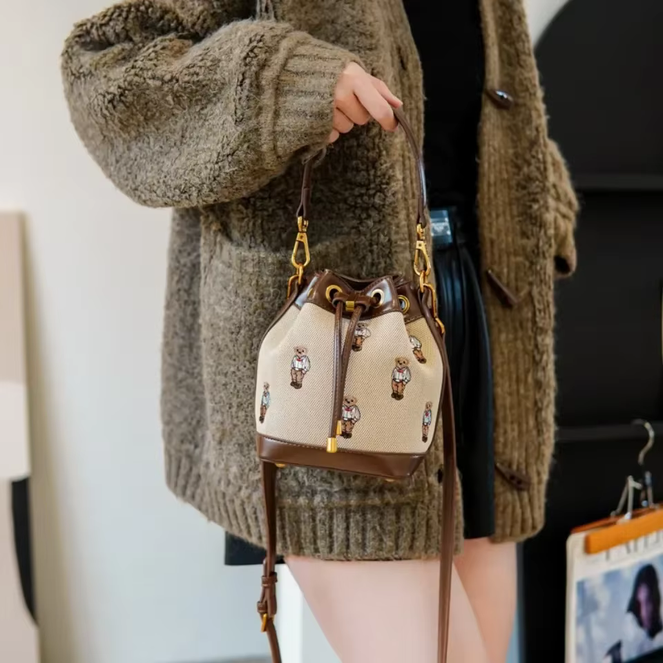 Sac seau à cordon de serrage grande capacité pour femme, sac à main, sac bandoulière, sac messager, 
