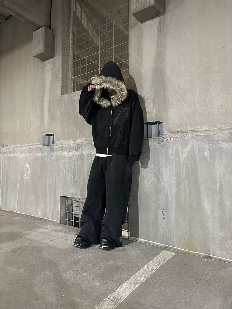 Hoodies zippés pour femmes, style Y2K, esthétique Harajuku, avec col en fausse fourrure, graphiques 