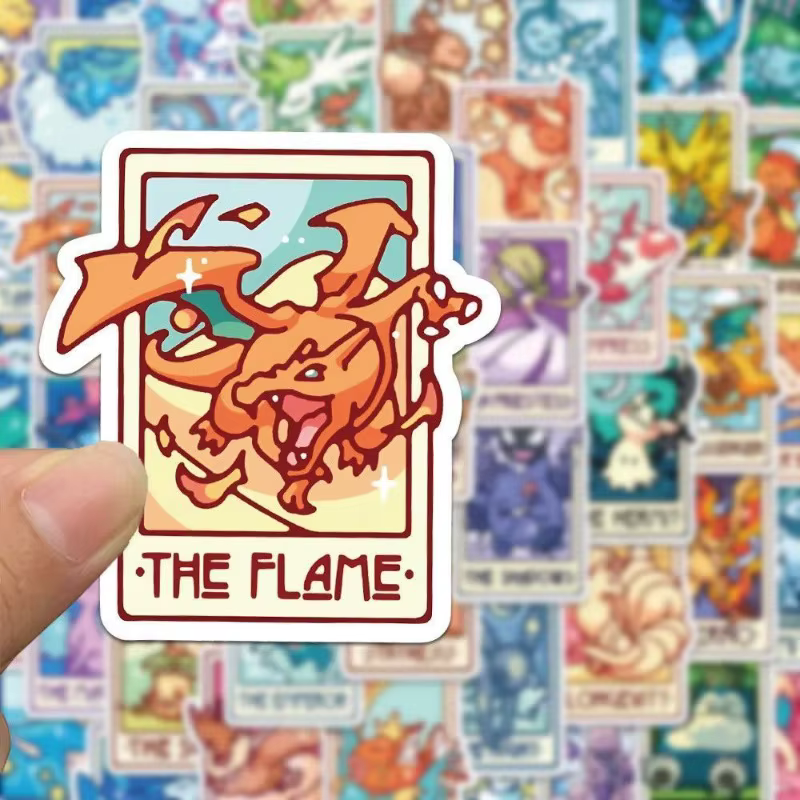 60 autocollants uniques Pokémon Tarot, imperméables, mignons, de dessin animé, pour coque de télépho