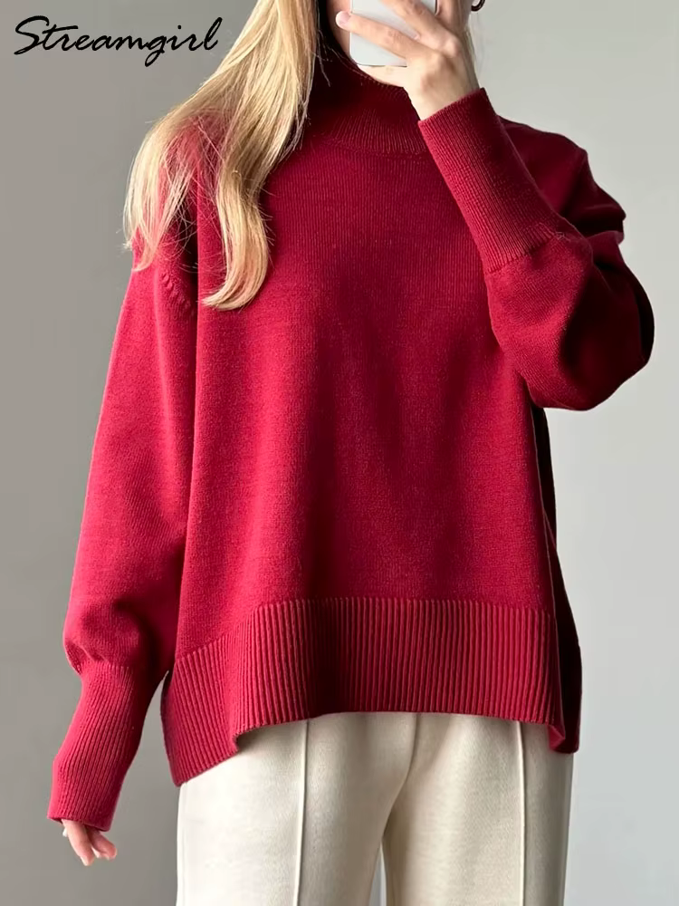 Pull à col roulé en tricot pour femme, haut chaud pour femme, pulls blancs, décontracté, automne, hi