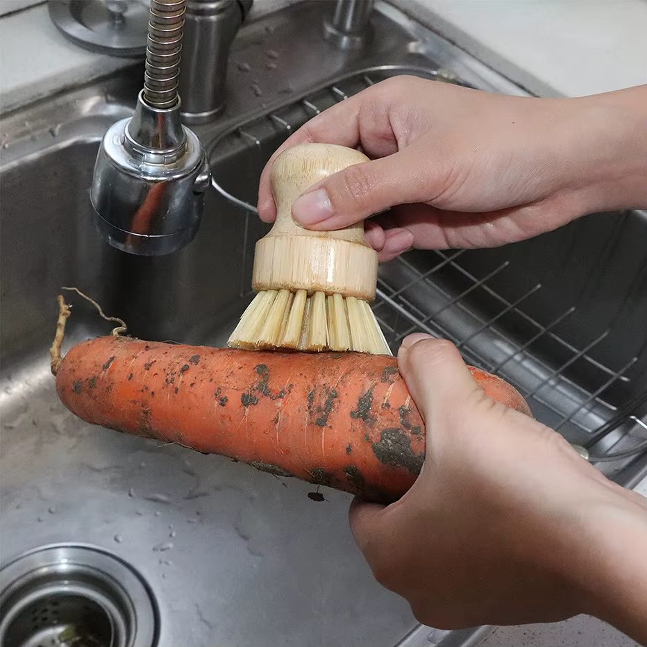 Brosse à récurer la vaisselle en bambou Regina, épurateur de vaisselle en bois de cuisine, brosse de