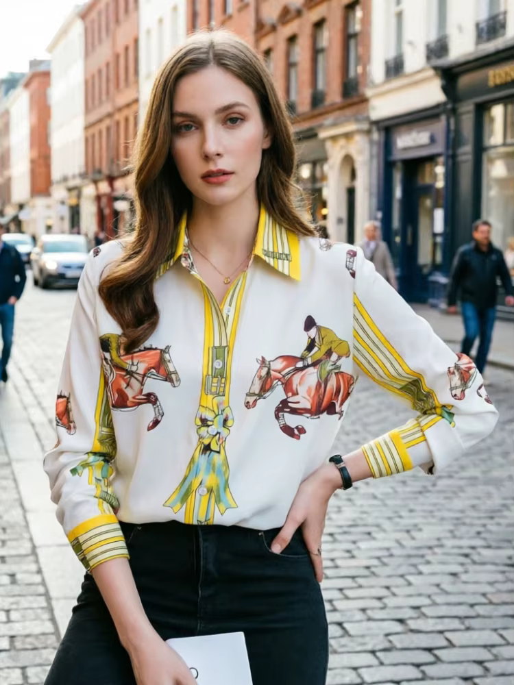 Chemisiers à manches longues pour femmes, chemises imprimées élégantes pour dames, mode printemps, n
