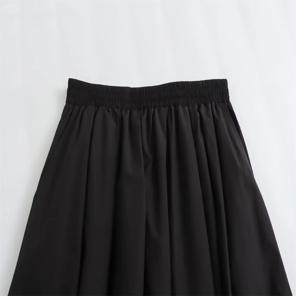 Mooyufon 2025 tempérament femme polyvalent ample et décontracté couleur unie jupe taille haute longu