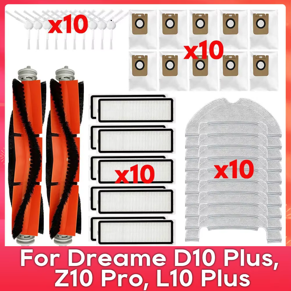 Compatible avec ( Dreame Bot D10 Plus / RLS3D / Z10 Pro / L10 Plus ) Rouleau, brosse latérale, filtr