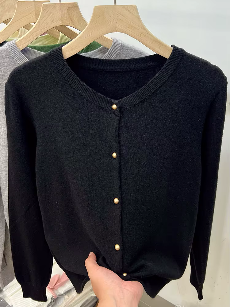 AOSSVIAO manches longues chandails Cardigan printemps automne femmes col rond tricots hauts vêtement