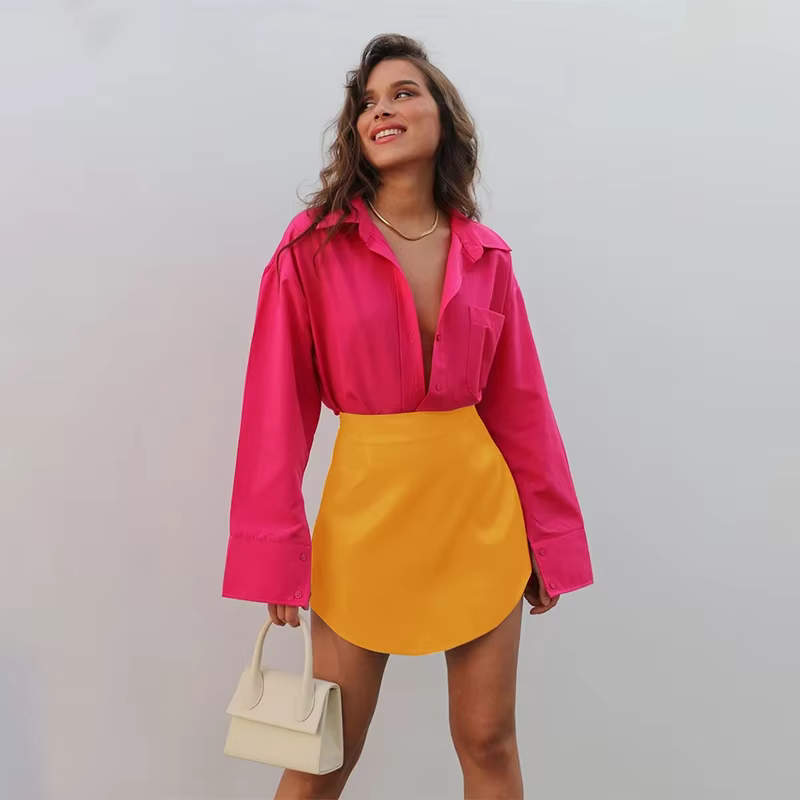 Mini jupe taille haute en Satin pour femmes, tenue Chic élégante, Slim, ligne a, hanche, moulante, S