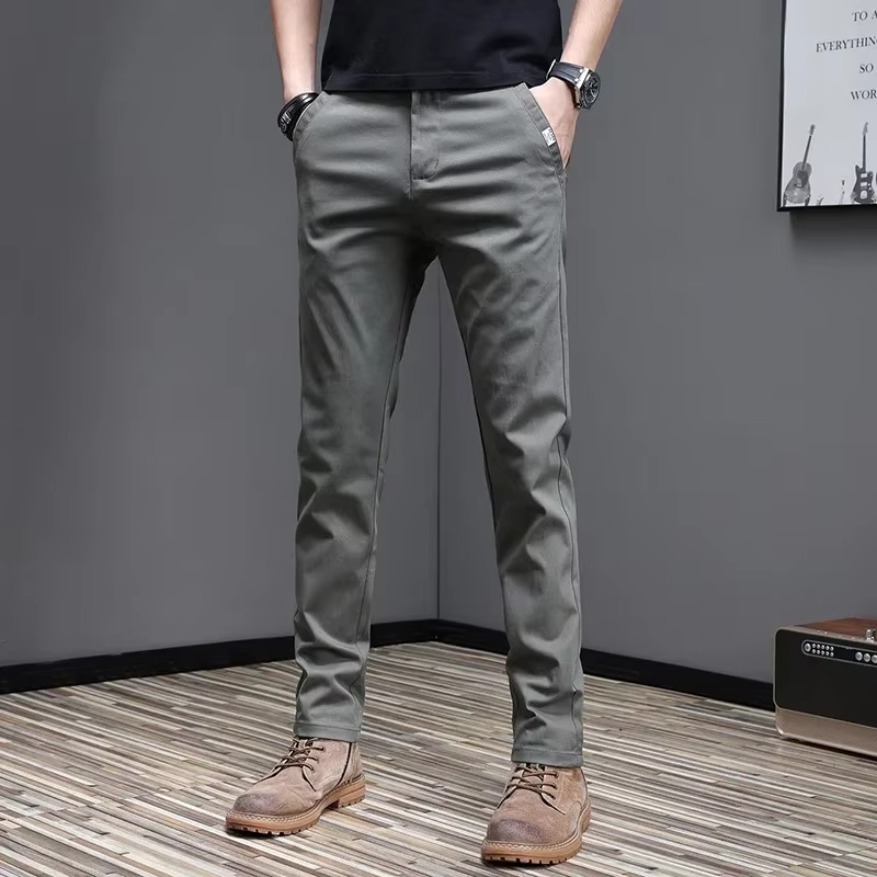 Pantalon décontracté pour homme, 2024 coton, mode coréenne, coupe slim, gris, noir, fjingent, printe