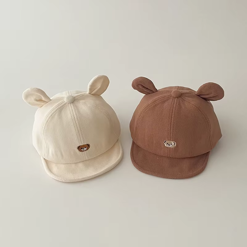 Dessin animé ours oreille bébé canard langue casquette solide coton enfants doux bord casquette de b