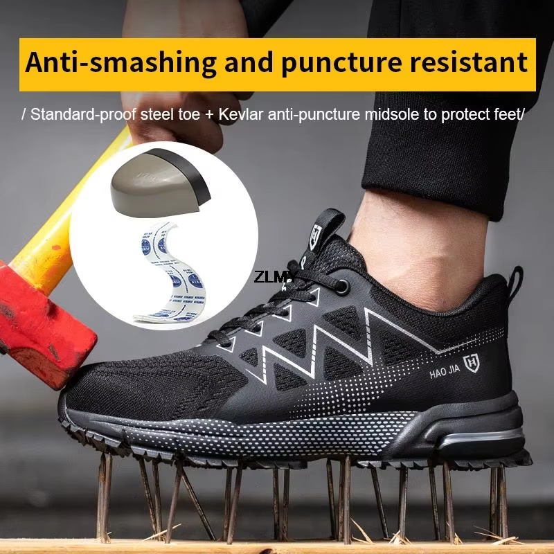 Chaussures de sécurité Anti-écrasement pour hommes, baskets à bout en acier, bottes de travail respi
