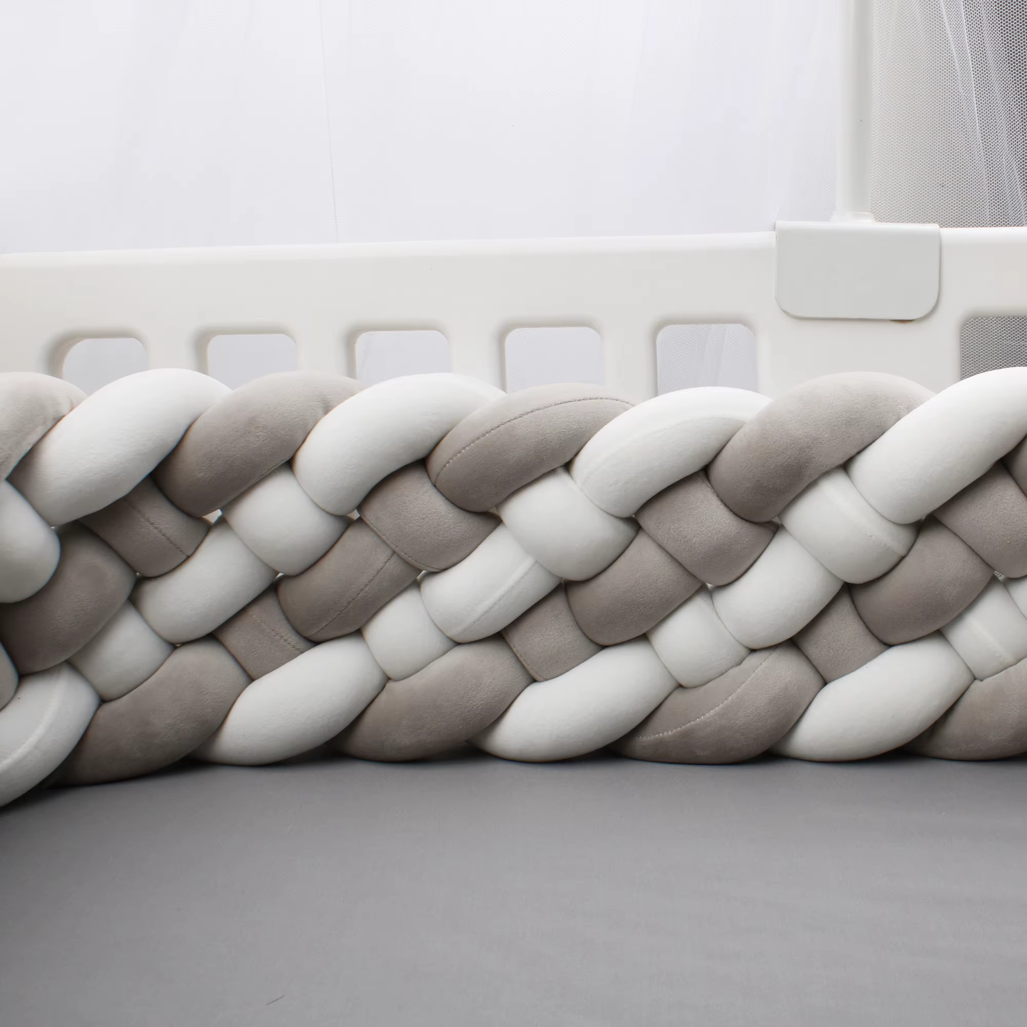 Pare-chocs de lit de bébé de 200cm, oreiller de noeud de tresse, coussin pour la protection de Cpull