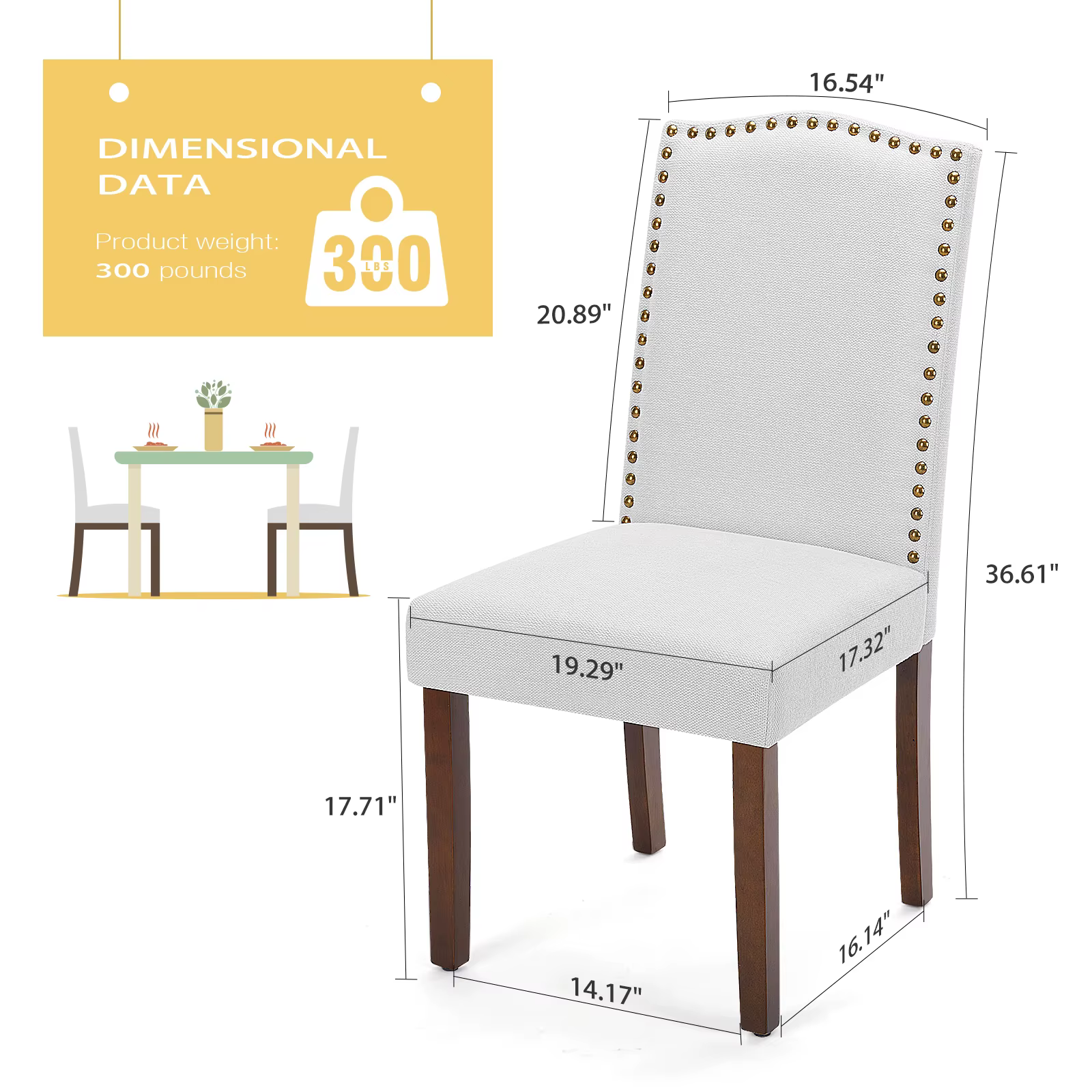 JIAN-Ensemble de chaises de salle à manger avec dossier rembourré, coussin en éponge épaissie, chais