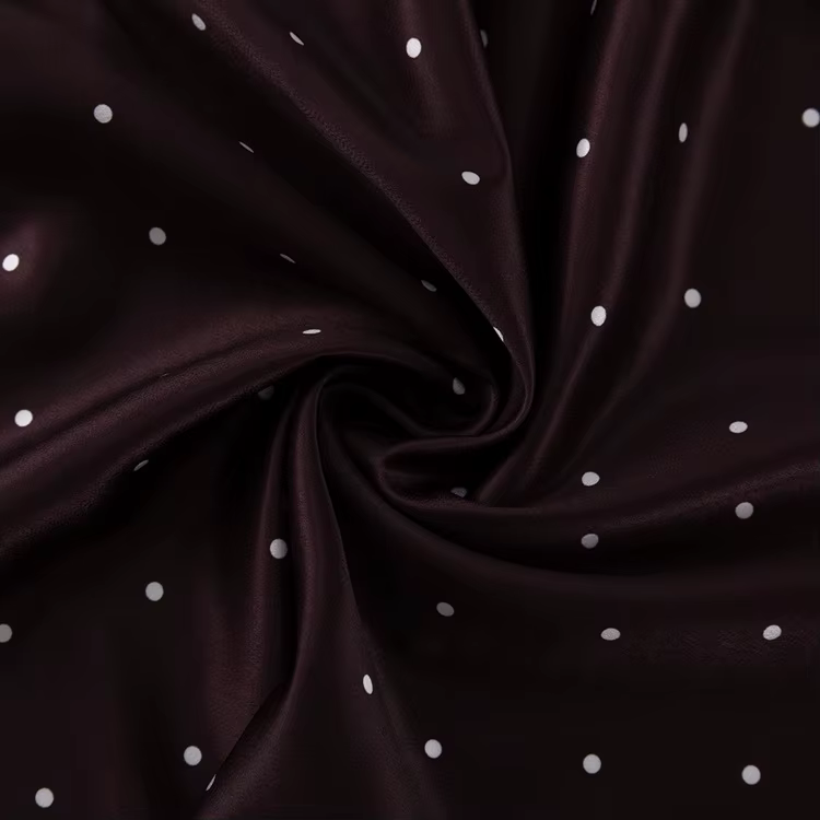 Ensemble jupe deux pièces en Satin imprimé à pois, chemise à manches longues à lacets + jupe mi-long
