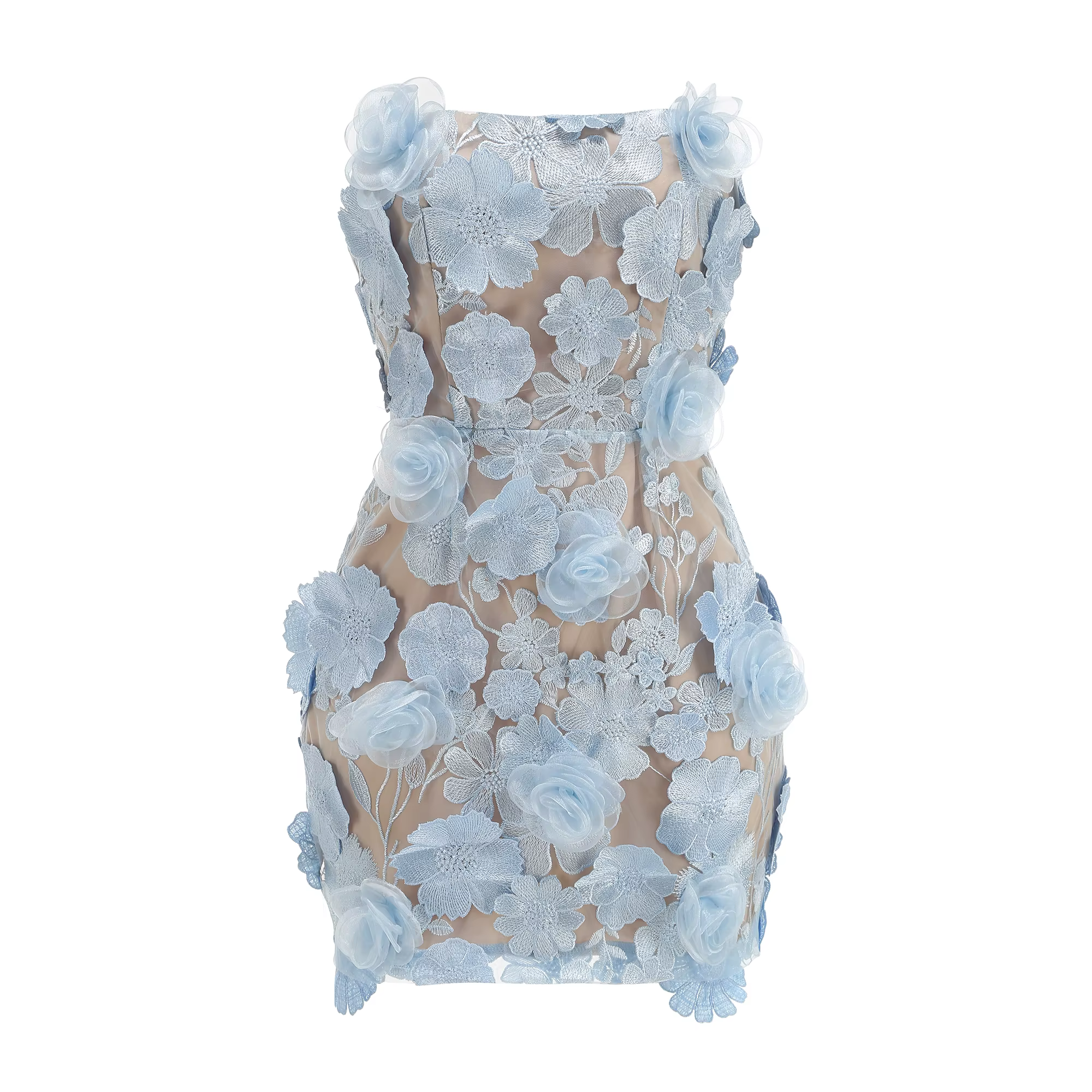 Nouvelle robe sexy sans bretelles à fleurs brodées, robe de soirée réglable avec cravate au dos pour