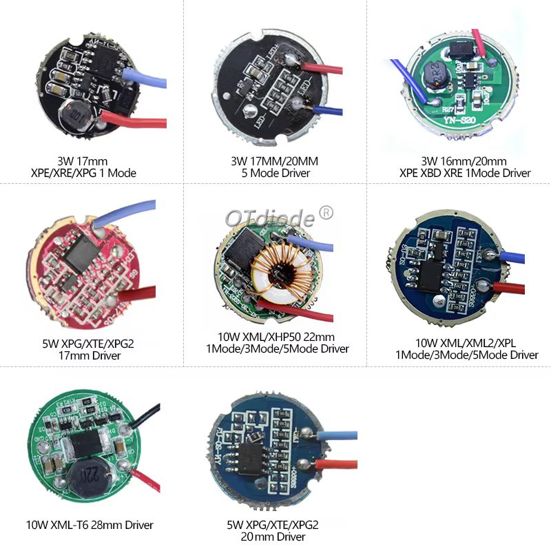 Pilote de lampe de poche LED 3W 5W 10W XPE 3535 XPG2 XML2 5050 T6, 1.2V 3.6V 4.2V 12V 24V 30V, 1 Mod