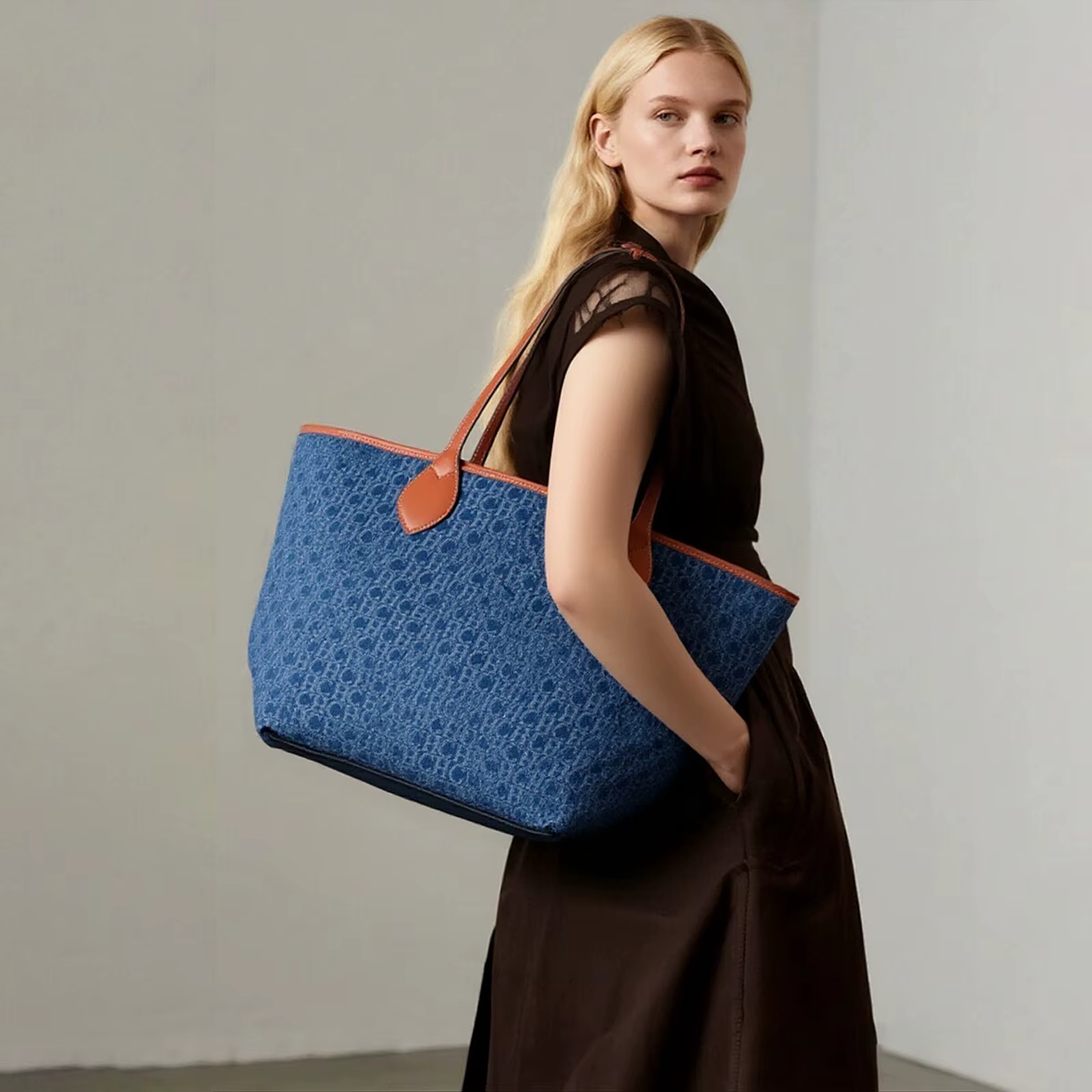 Sac fourre-tout classique de grande capacité pour femmes, sac à main de bureau à bandoulière unique,