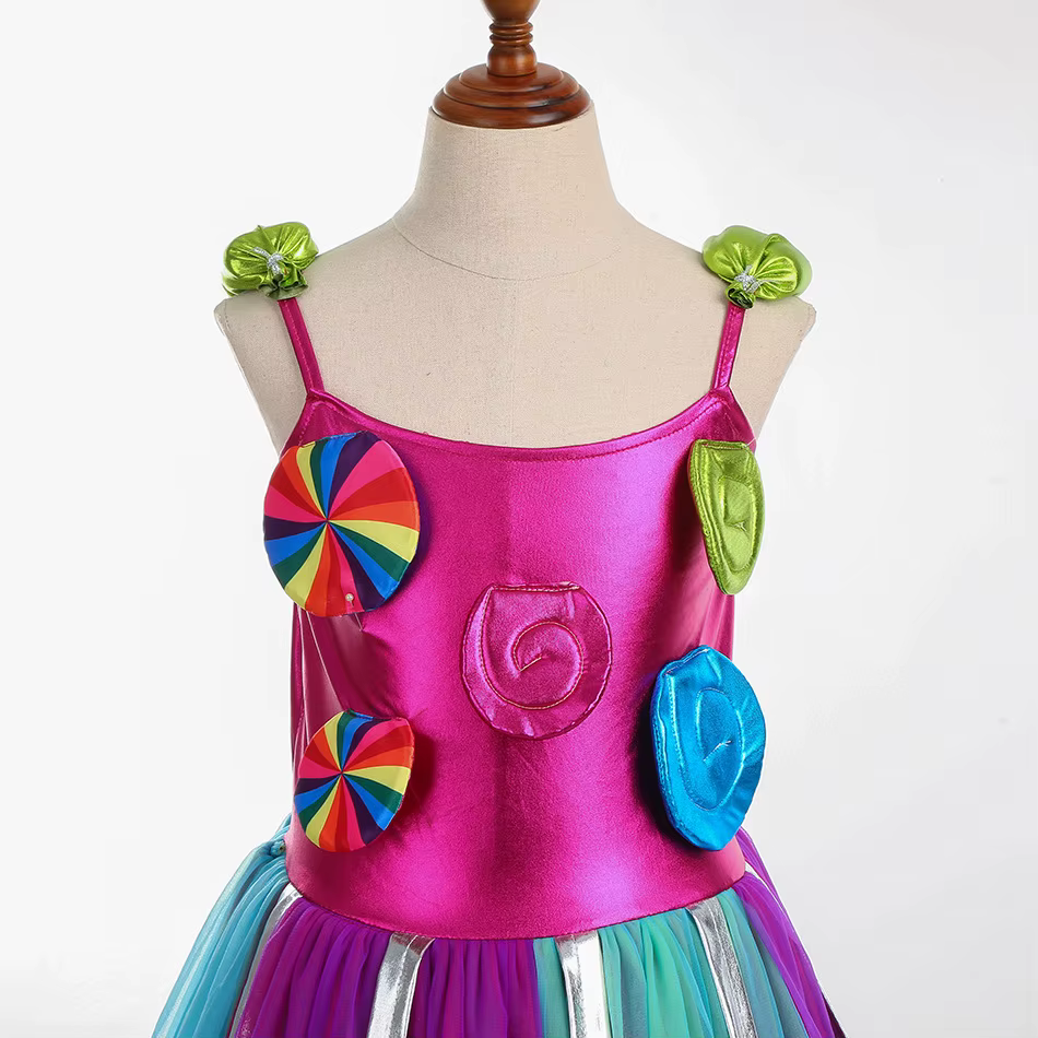 Filles arc-en-ciel sucette Costume princesse robe pourim Festival bonbons robe fantaisie carnaval an