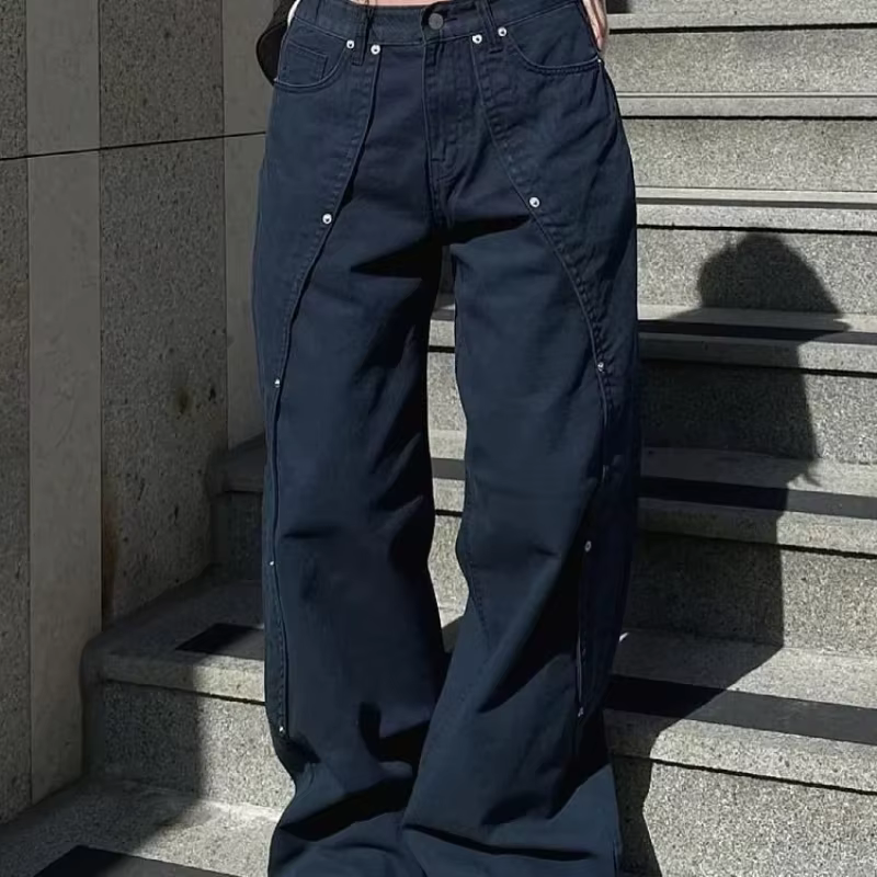 Jean pour femme Y2k, vêtements décontractés, coupe ample, pantalon à jambes larges, Style rétro amér