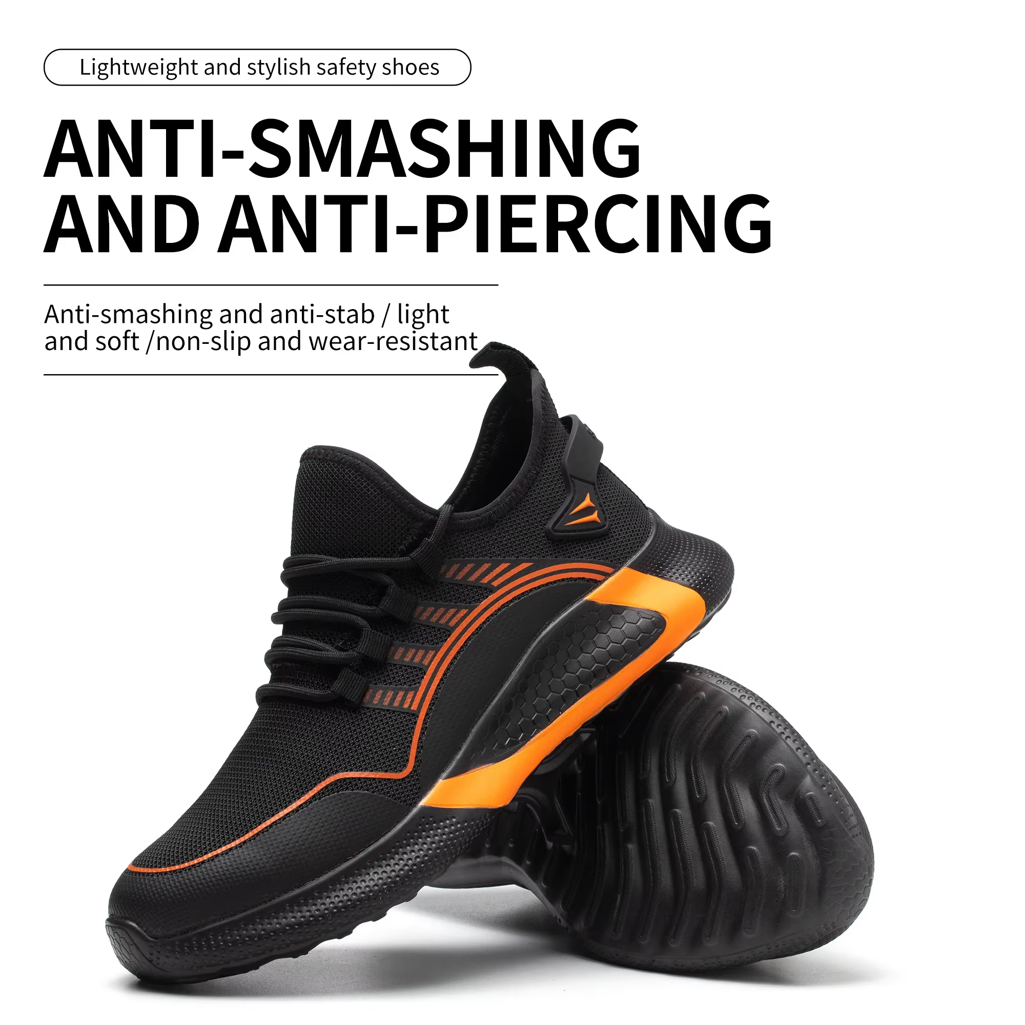 Chaussures de sécurité grande taille 50 pour hommes, baskets Anti-écrasement avec embout en acier, A