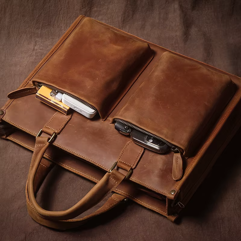 GURO-Sac à Main en Cuir group pour Homme, Étui à Bombes de Luxe, Sac à Bandoulière Vintage pour Ordi