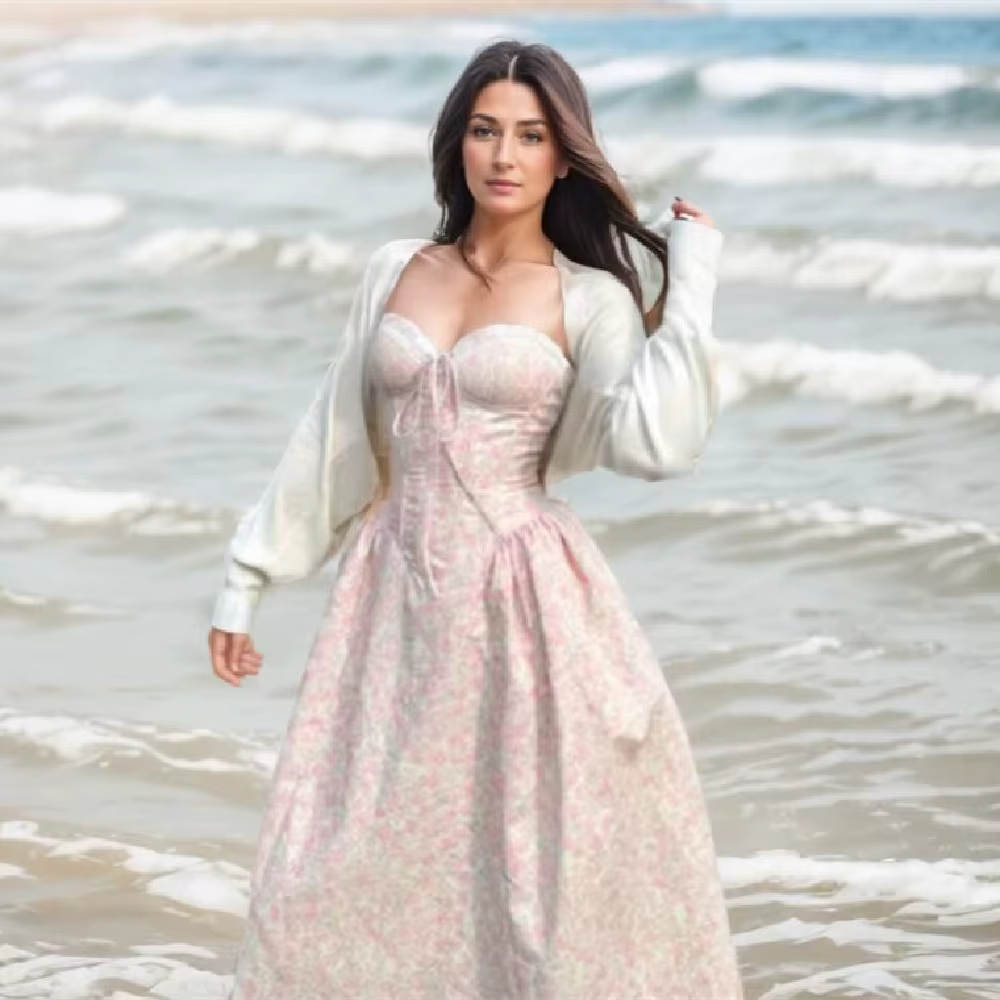 Robe longue en dentelle épissée, imprimé Floral, Sexy, froncé sur la poitrine, Style Corset, à brete