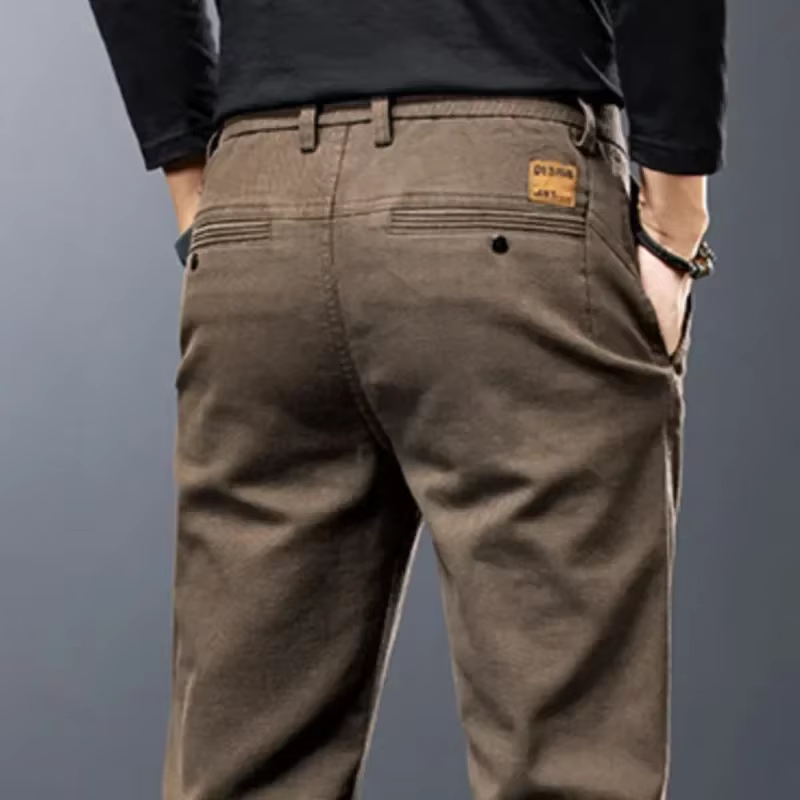 KUBRO hommes pantalons décontracté coton couleur unie printemps automne droit affaires travail panta