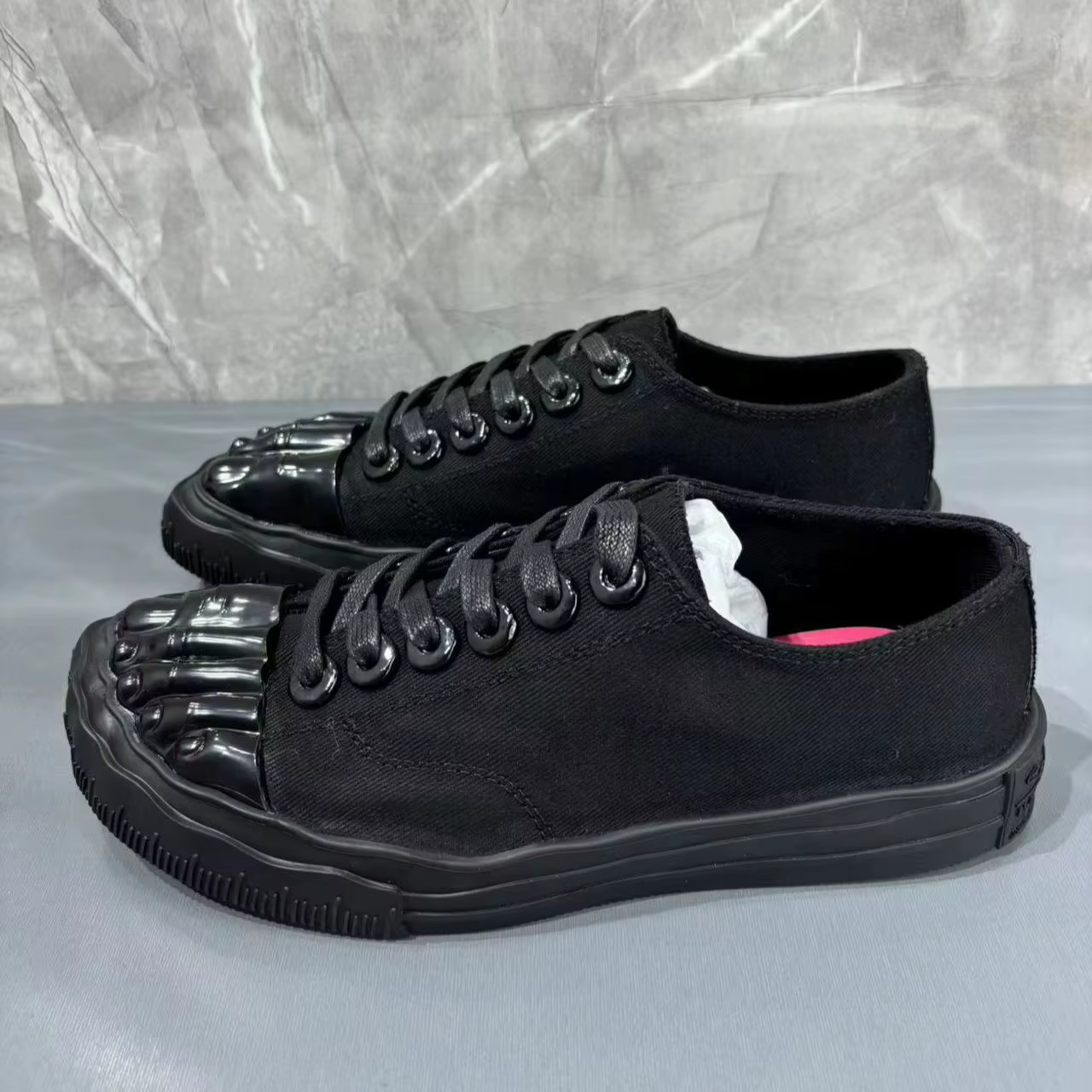 Baskets en toile dorées à cinq doigts pour hommes, chaussures de sport décontractées à lacets à seme