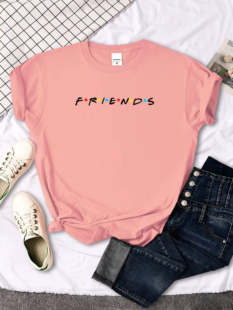 Amis créatifs lettre impression T-Shirt femmes t-shirts occasionnels japon Harajukua Style ample col