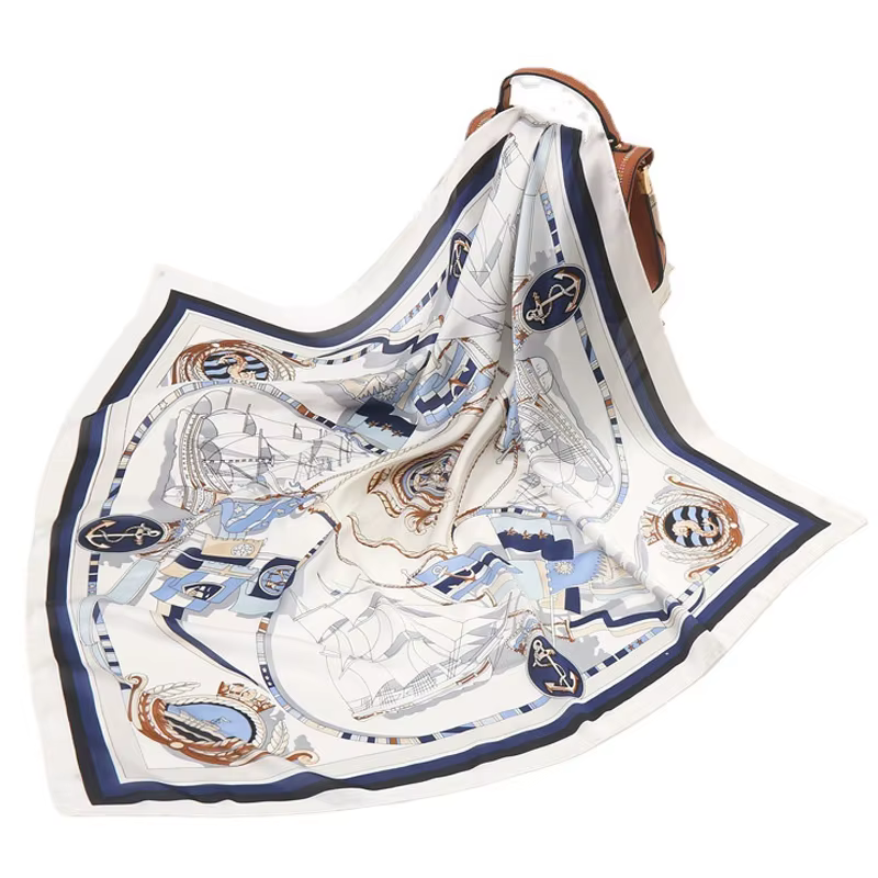 Foulard carré en soie pour femme 90x90cm, grande écharpe de luxe de marque, bandana imprimé, bandeau