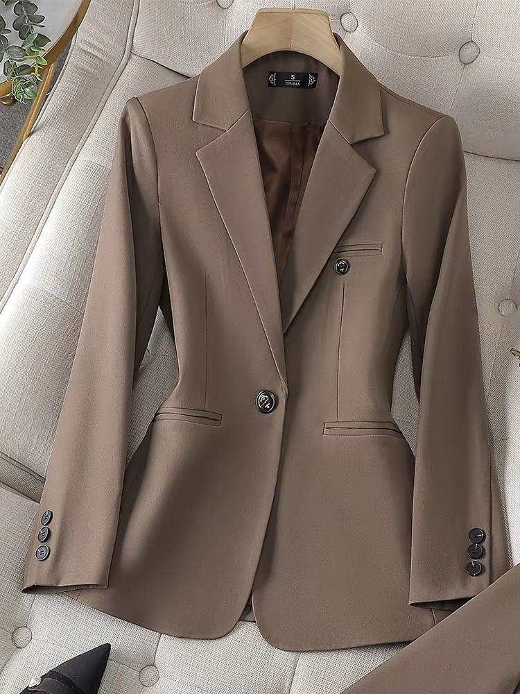 Blazer à manches longues pour femmes, veste mince pour dames, vêtements d'affaires, manteau formel, 