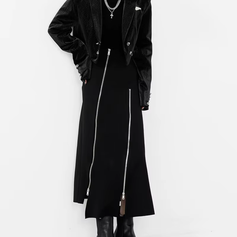 Jupe mi-longue pour femme, jupes Y2K, design personnalisé, style coréen, pur compromis, streetwear a