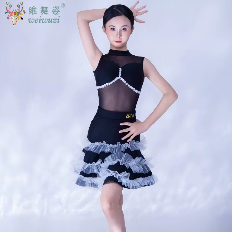 Robe de danse latine Cha Cha Tango Rumba pour filles, vêtements d'entraînement Samba Salsa, robes de