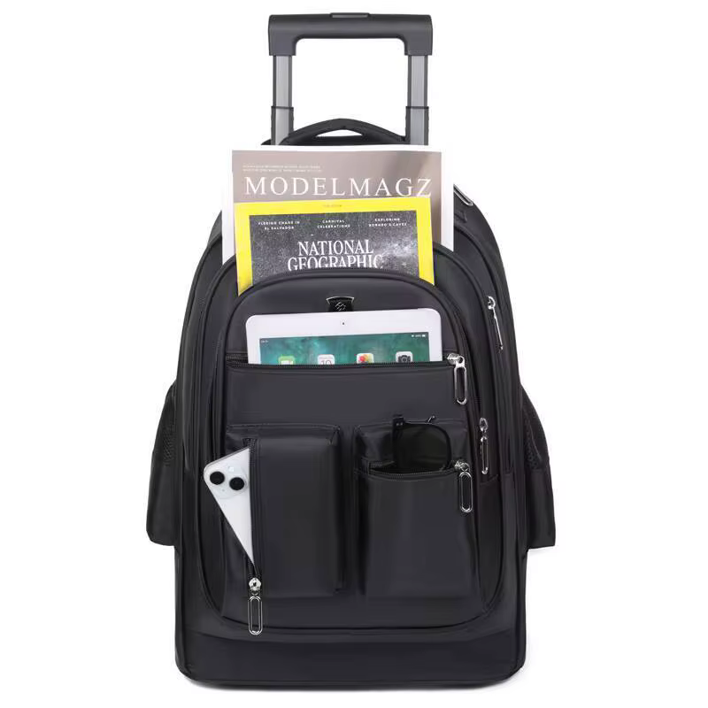 Sac à dos de voyage de grande capacité avec roulettes pour hommes, nervures cachées, bagage à main é
