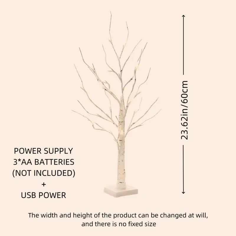 24 Led arbre scintillant de pâques fée lumière Branches d'arbre de bouleau 3AA et USB alimenté arbre