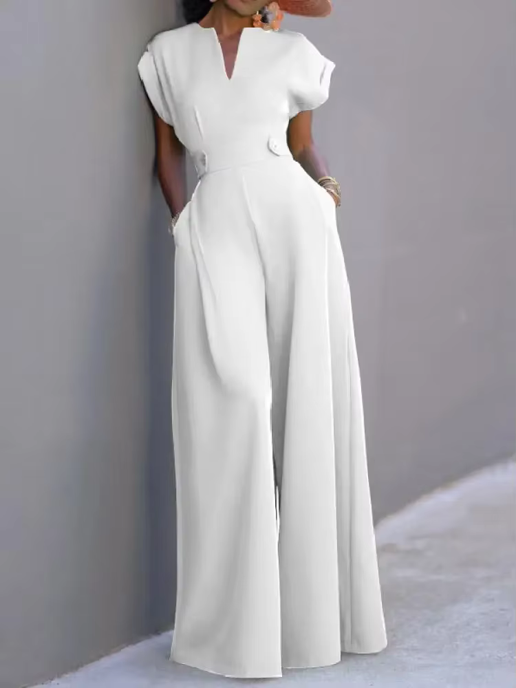 Yeezzi femmes noir blanc couleur jambes larges combinaisons 2025 nouvel été manches courtes mode amp
