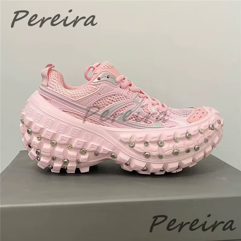 Rivet semelle épaisse espadrilles décontractées pour hommes femmes été nouvelle maille respirant à l